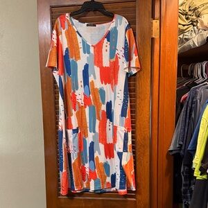 Vibrant Abstract Print Midi Dress